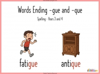 Words Ending -gue and -que - Years 3 and 4